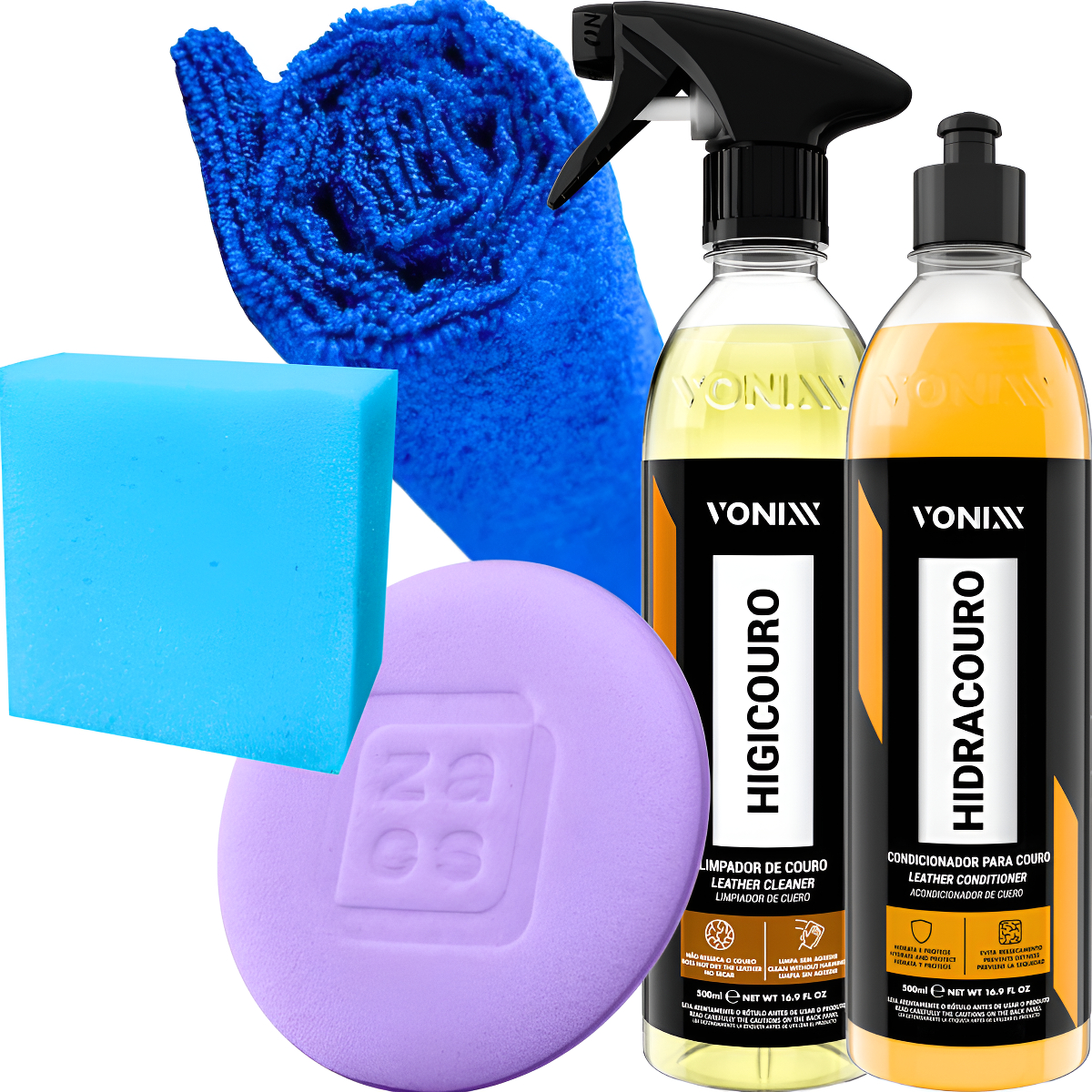 Kit Para Limpar E Hidratar Banco De Couro Automotivo Vonixx