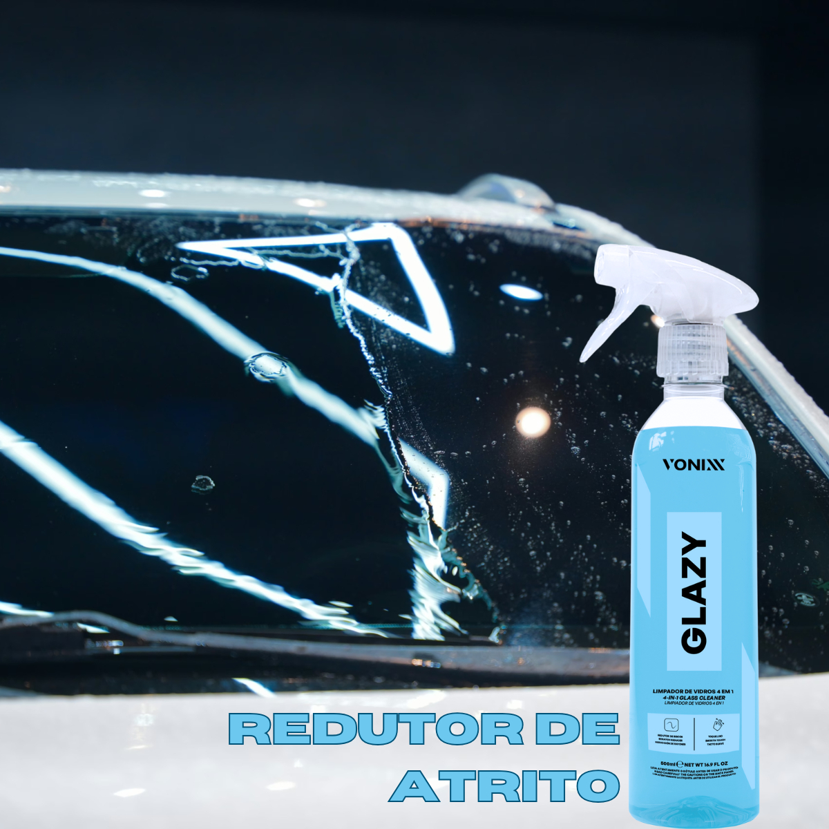 Kit Limpa Vidros 4 Em 1 Toalha Microfibra Aplicador Vonnix